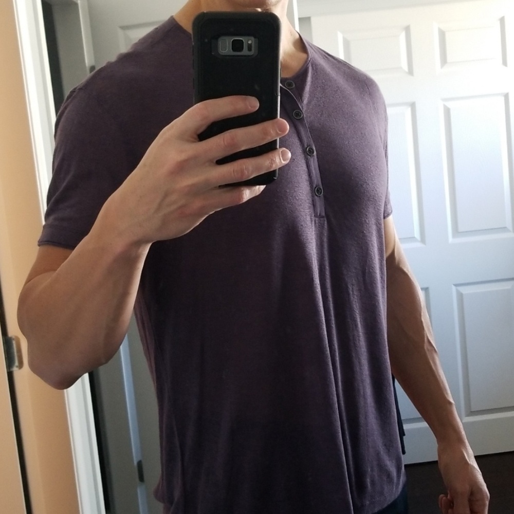 John Varvatos Collection purple linen Henley